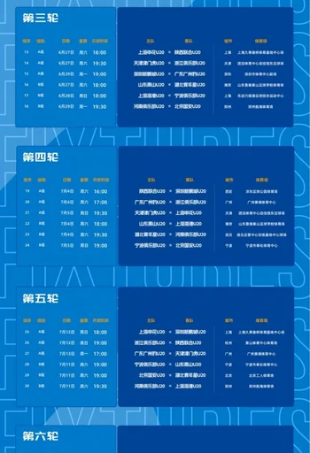 上海申花U20第二阶段主客场赛事赛程安排与首轮转播计划公布